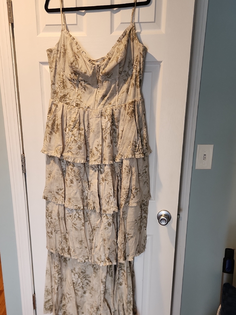 V. Chapman Cream Floral Tiered Maxi Dress